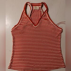 Anthropologie I Maeve V-Neck Tank Red Stripe Size Large.